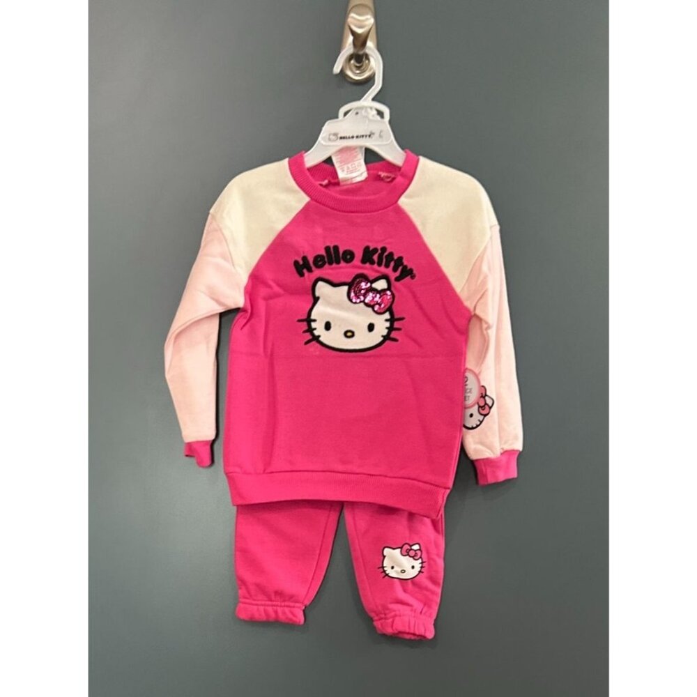 NWT Girls 2T Hello Kitty 2-piece Pink Jogger and Sweatshirt Set MSRP $34